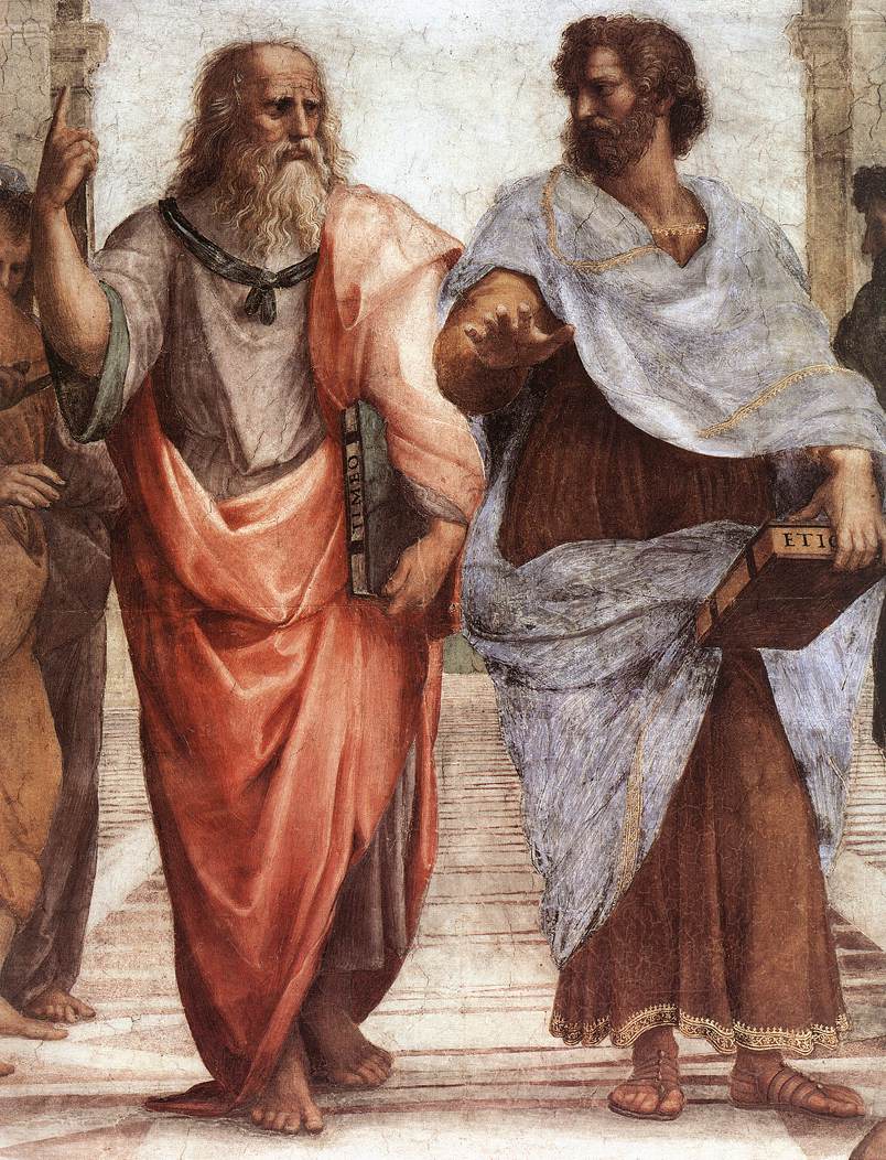 Plato and Aristotle in conversation — detail from Raphael's The School of Athens